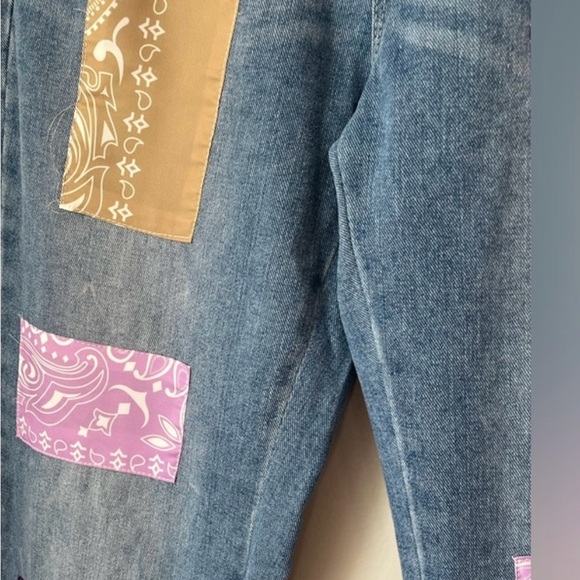 High Waist Paisley Patch Flare Jeans - Picture 6 of 13